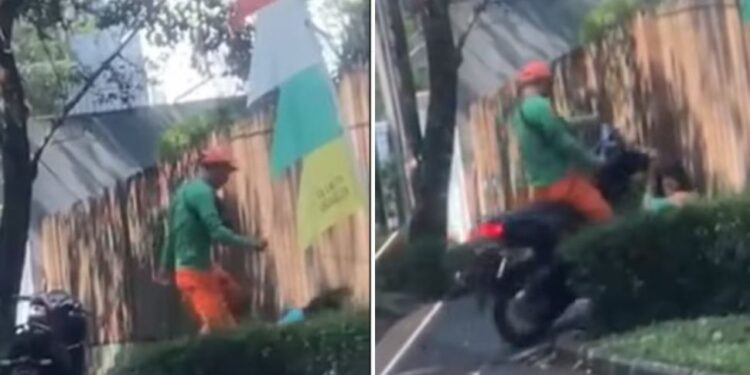 Bak Kerasukan Setan, Aksi Pria Diduga Lakukan KDRT di Pinggir Jalan Viral, Menendang Sampai Tabrak Istri Pakai Motor