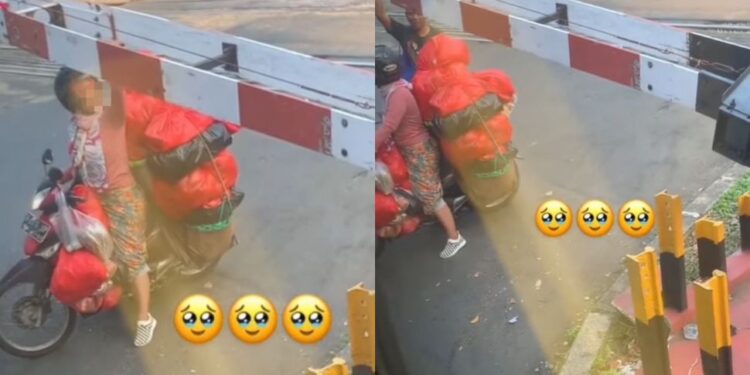 Emak-Emak Terekam Kesulitan Angkat Palang Pintu KA Setelah Nekat Terobos, Ramai Komentar Publik