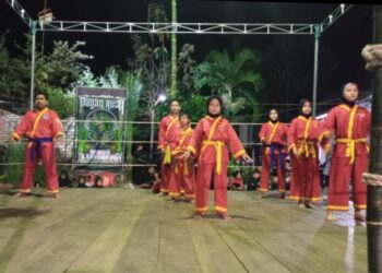 Tapak Suci Ujungpangkah Unjuk Jurus di Milad Pondok Karomatul Fatikh