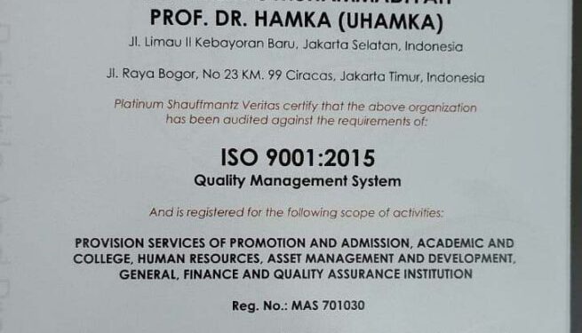 Raih ISO 9001:2015, Uhamka Tingkatkan Pelayanan Prima