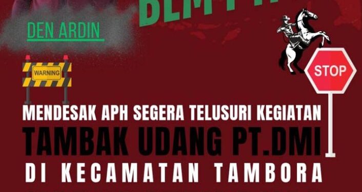 BEM PTMAI Desak Pemda Kabupaten Bima Hentikan Kegiatan Tambak Udang di Tambora.